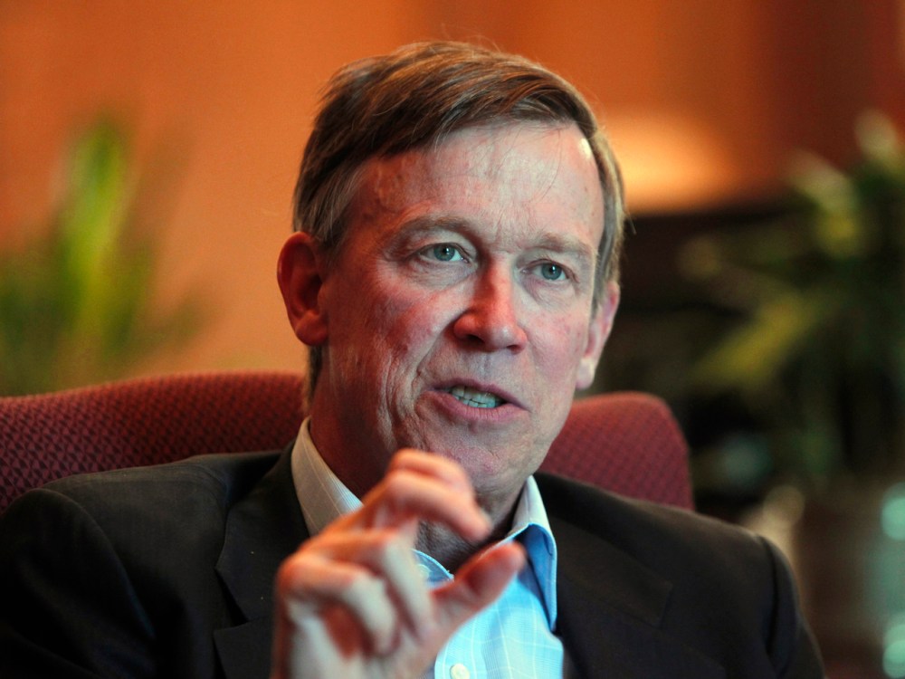 Colorado Gov. John Hickenlooper is pictured during an interview with the Associated Press at his office in the Capitol in Denver on Wednesday, Dec. 12, 2012. Colorado’s governor says it’s time the state considered gun control measures, almost five...