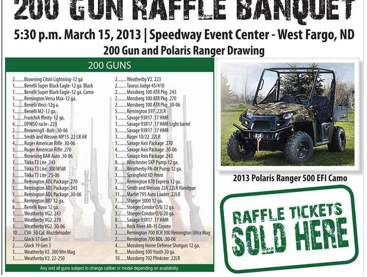 The West Fargo Hockey Association website promotes a gun raffle to raise money for league teams in North Dakota.
