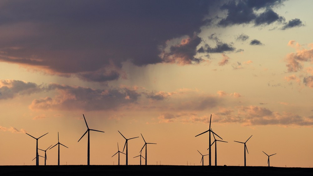 Windmills are seen on the Pawnee National Grassland in northeastern Colorado, near Sterling, Colo.