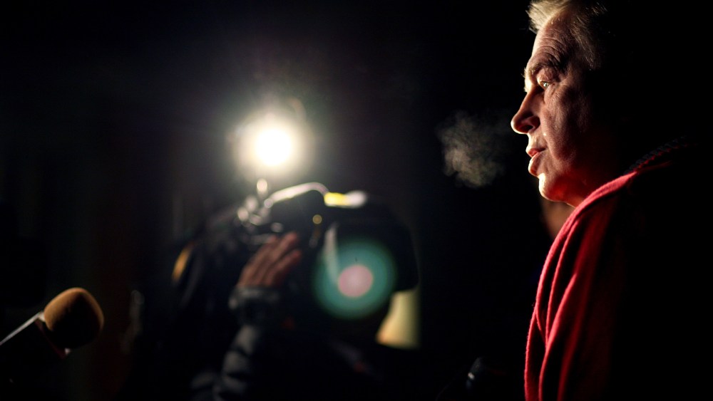 Former Ohio governor Ted Strickland talks to the media in Columbus, Ohio, Nov. 2, 2010.