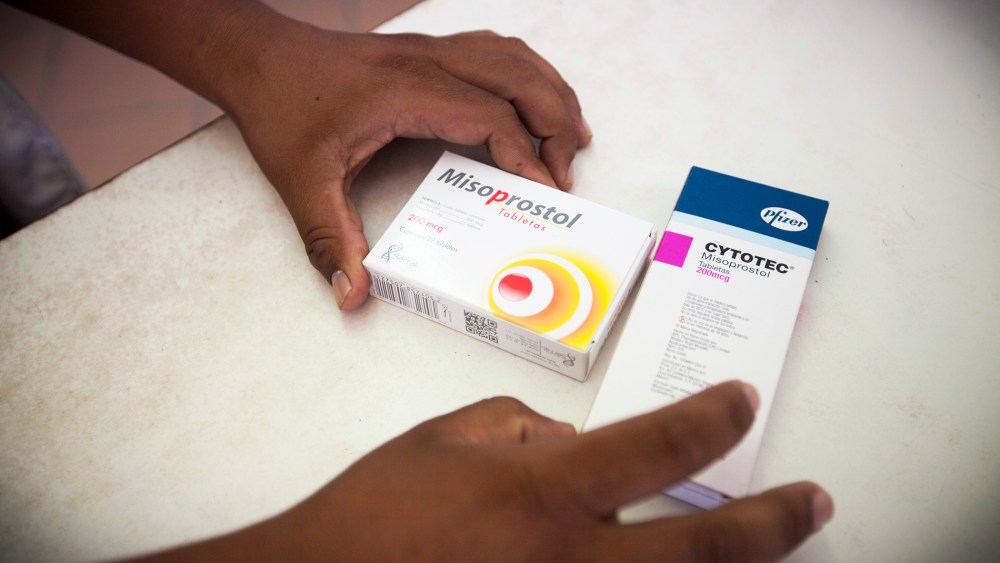 Generic misoprostol and Cyototec, drugs used in medication abortions, are seen at a pharmacy.