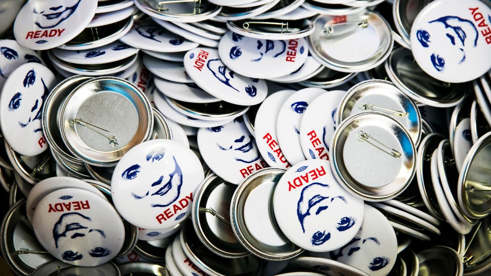 Buttons at the Ready for Hillary office in Alexandria, Va., July 26, 2013.