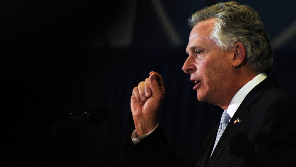 Terry McAuliffe speaks at an event on Oct. 28, 2013, in Herndon, Va. (Photo by Jocelyn Augustino/Redux)