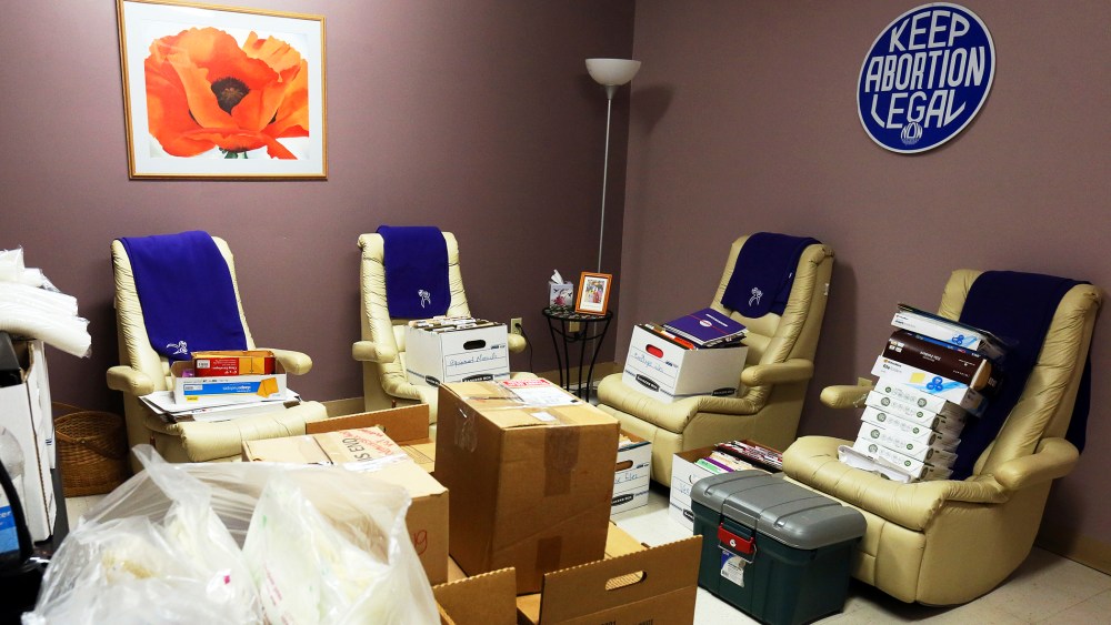 Files and supplies ready for storage in the recovery room on the Whole Women's Health Clinic's last day of seeing patients, in McAllen, Texas, March 4, 2014.
