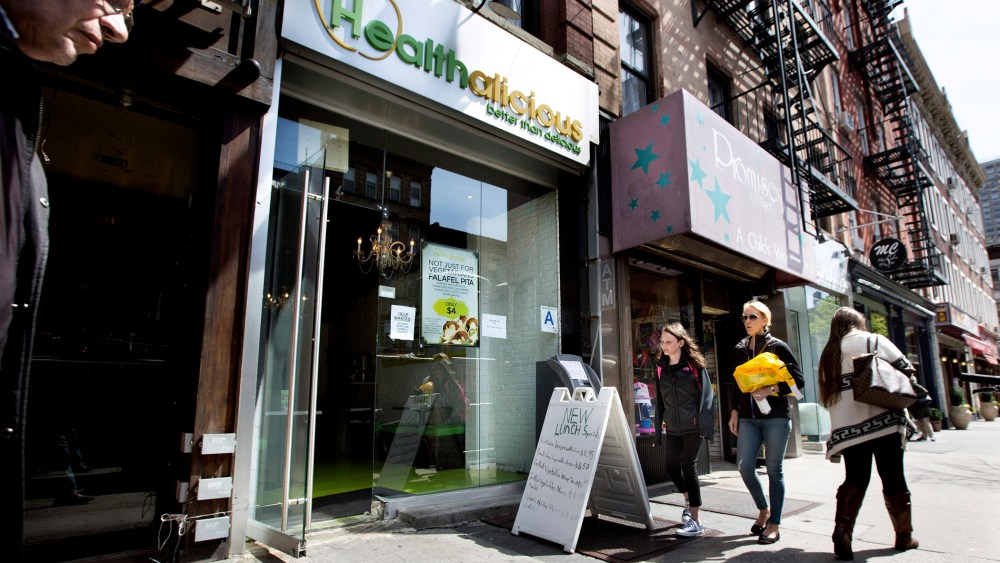 Healthalicious, a salad-and-wrap restaurant on Second Avenue which was partly owned by Rep. Michael Grimm (R-N.Y.), in New York, April 28, 2014.
