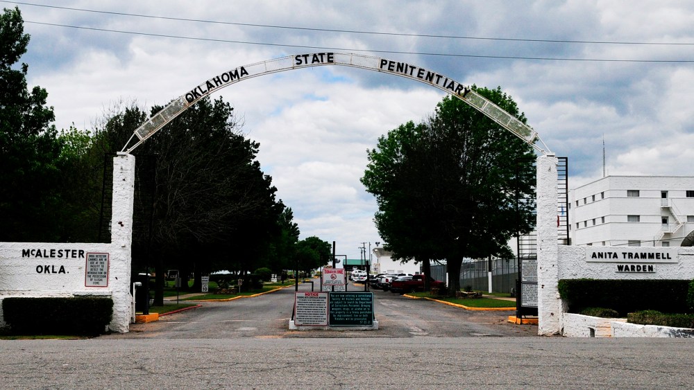 An entrance to Oklahoma State Penitentiary, where inmate Clayton Lockett died in a botched execution by lethal injection, in McAlester, Okla., April 30, 2014.