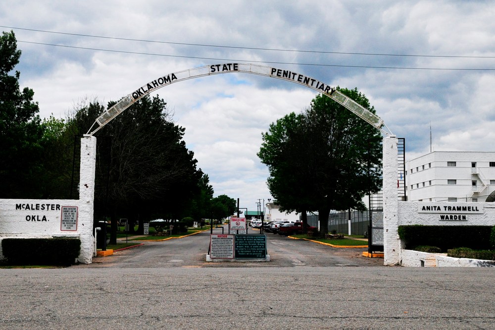 An entrance to Oklahoma State Penitentiary, where inmate Clayton Lockett died in a botched execution by lethal injection, in McAlester, Okla., April 30, 2014.