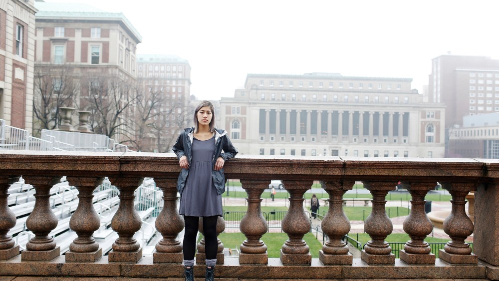 Emma Sulkowicz, who is speaking out about her experience with sexual assault at Columbia University, in New York, May 1, 2014.