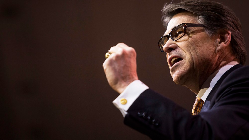 Texas Gov. Rick Perry speaks at an event in National Harbor, Md., March 7, 2014. (Photo by Drew Angerer/The New York Times/Redux)