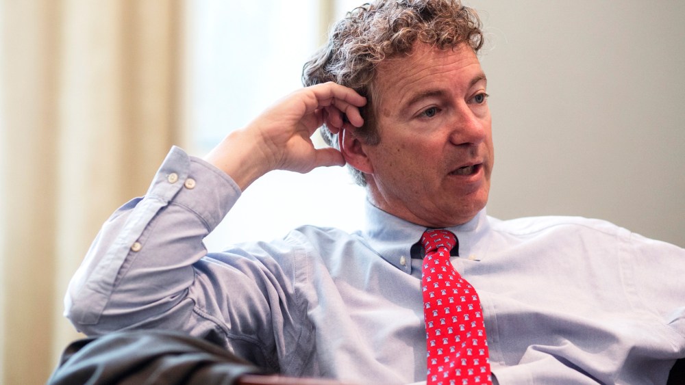 Sen. Rand Paul (R-Ky.) speaks with reporters in Memphis, Tenn., May 9, 2014.