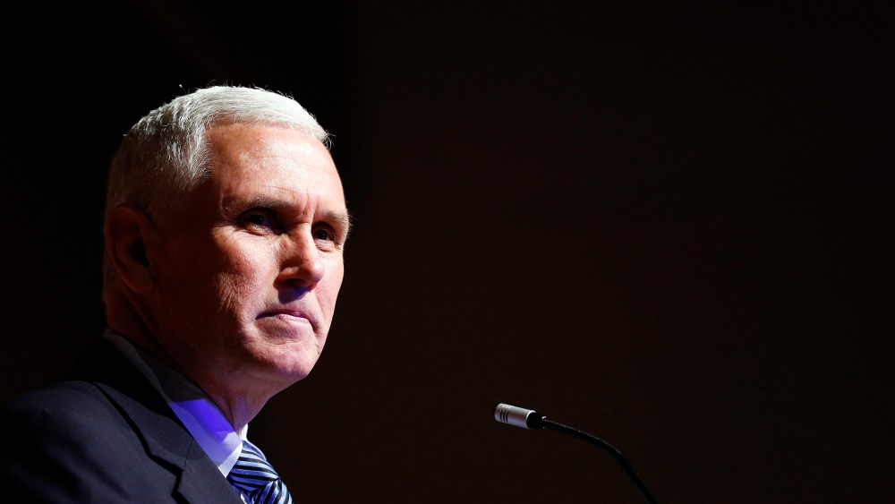 Indiana Gov. Mike Pence speaks during an event in Indianapolis, May 15, 2014.