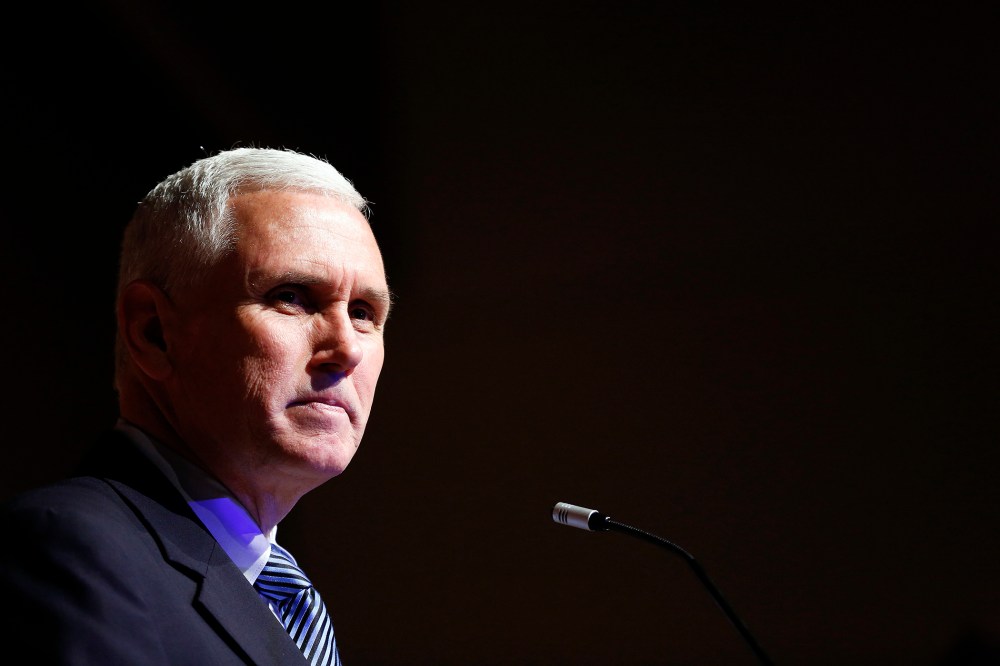 Indiana Gov. Mike Pence speaks during an event in Indianapolis, May 15, 2014.