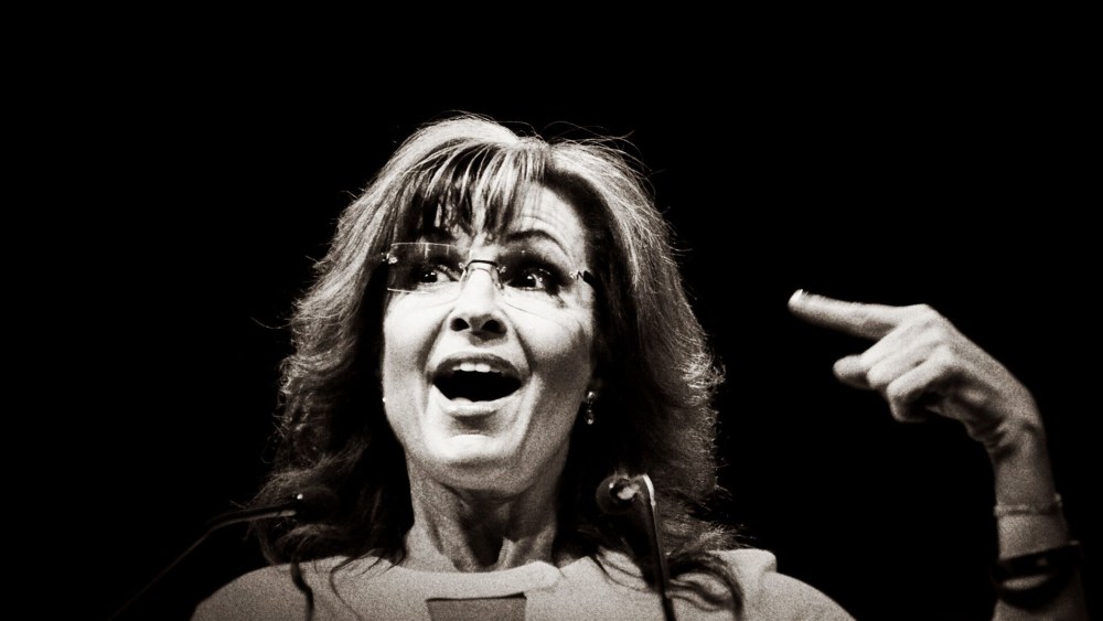 Sarah Palin at the  The National Rifle Association annual convention at Lucas Oil Stadium in Indianapolis, Indiana, April, 2014.