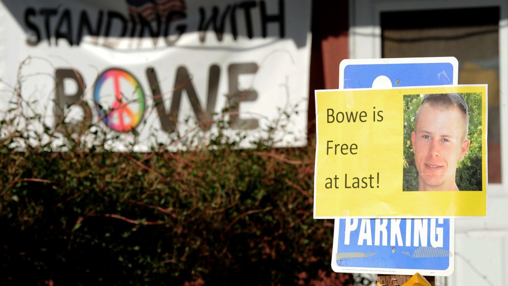Signs celebrating the release of Army Sgt. Bowe Bergdahl outside Zanies, a coffee shop where Bergdahl once worked, in his hometown of Hailey, Idaho, May 31, 2014.