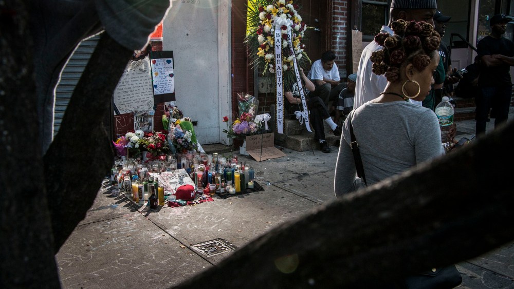 A memorial for Eric Garner at the site where he died.
