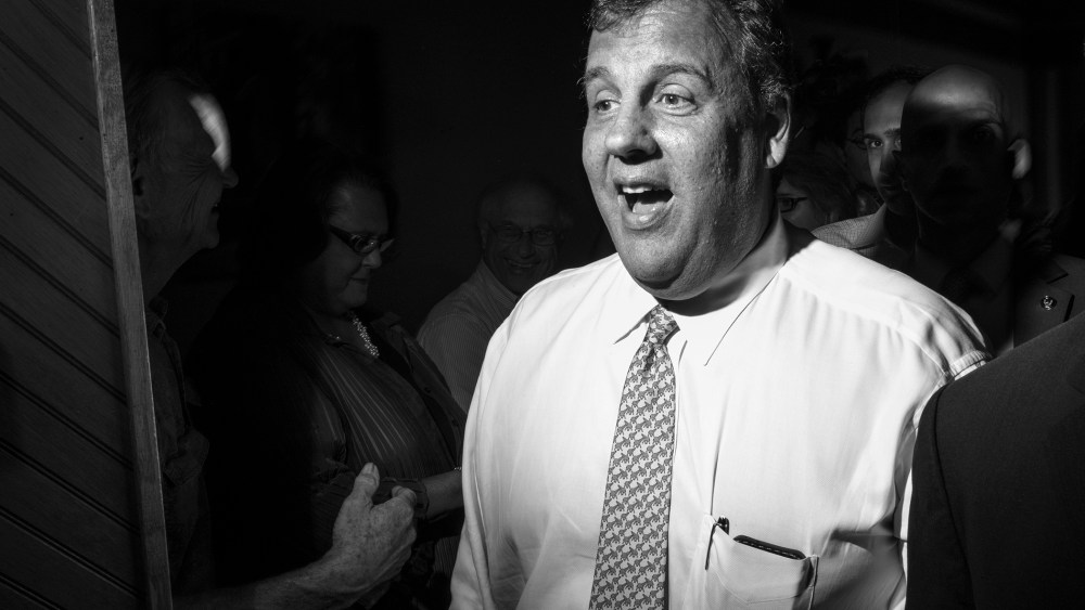 Governor Chris Christie meets voters at an event in Iowa on July 17, 2014. (Photo by Danny Wilcox Frazier/Redux)