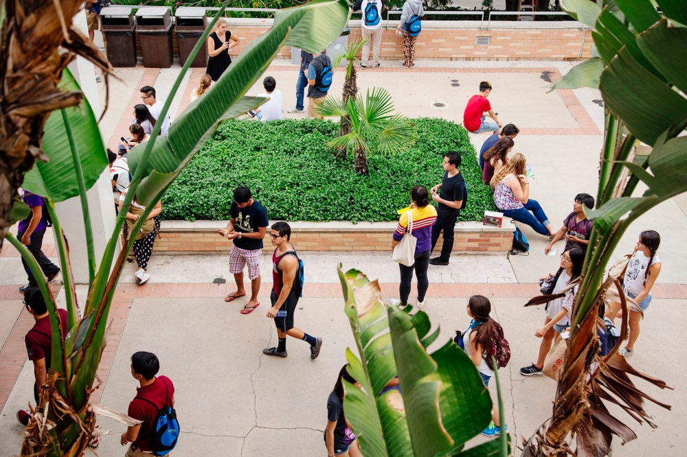 Students walk across UCLA?s campus in Los Angeles.