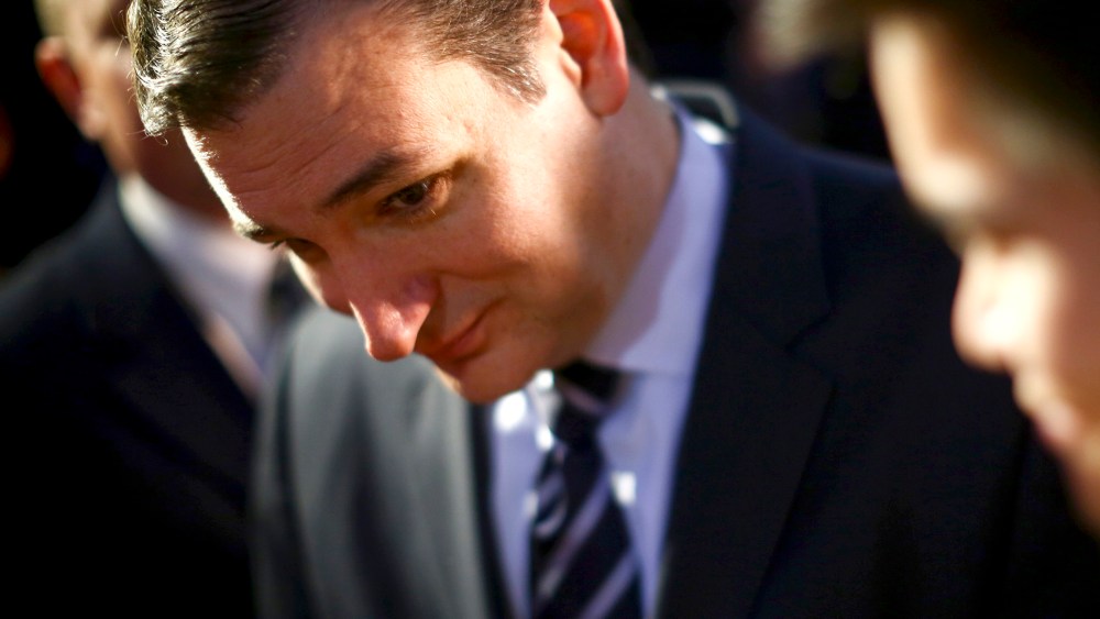 Sen. Ted Cruz (R-Texas) after his speech at Liberty University in Lynchburg, Va., on March 23, 2015.