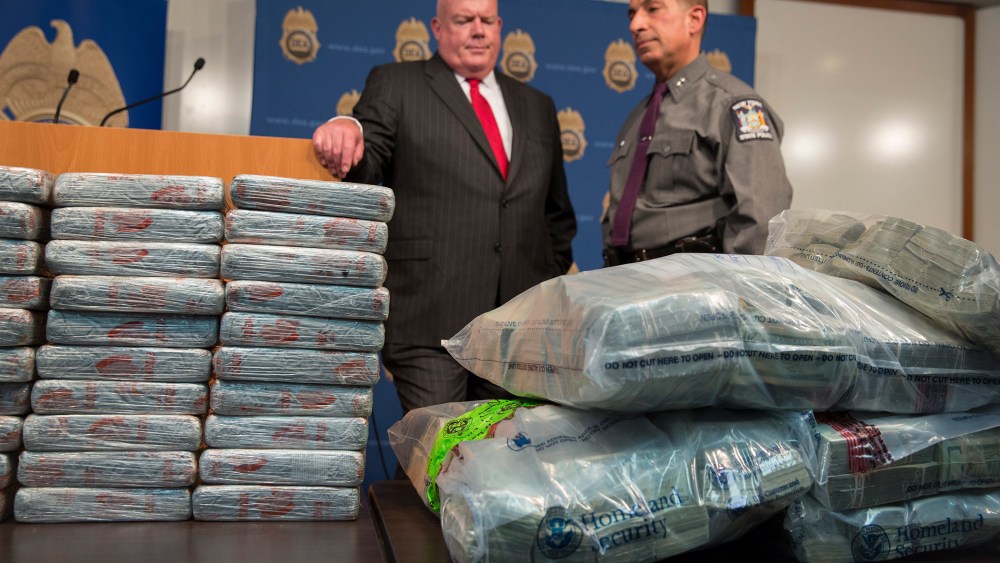Some of the nearly 155 pounds of heroin seized in the raid of a stash house in the Bronx borough of New York.