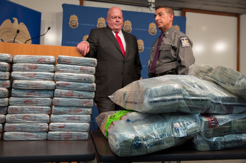 Some of the nearly 155 pounds of heroin seized in the raid of a stash house in the Bronx borough of New York.
