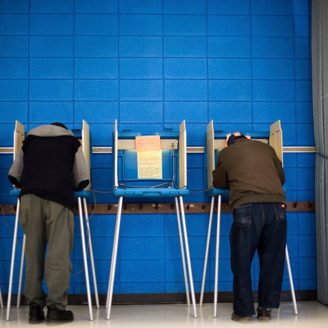 Voters cast their ballots at a polling station at the Albright United Methodist Church in Milwaukee, Wis., April 5, 2016. (Photo by Hilary Swift/The New York Times/Redux)