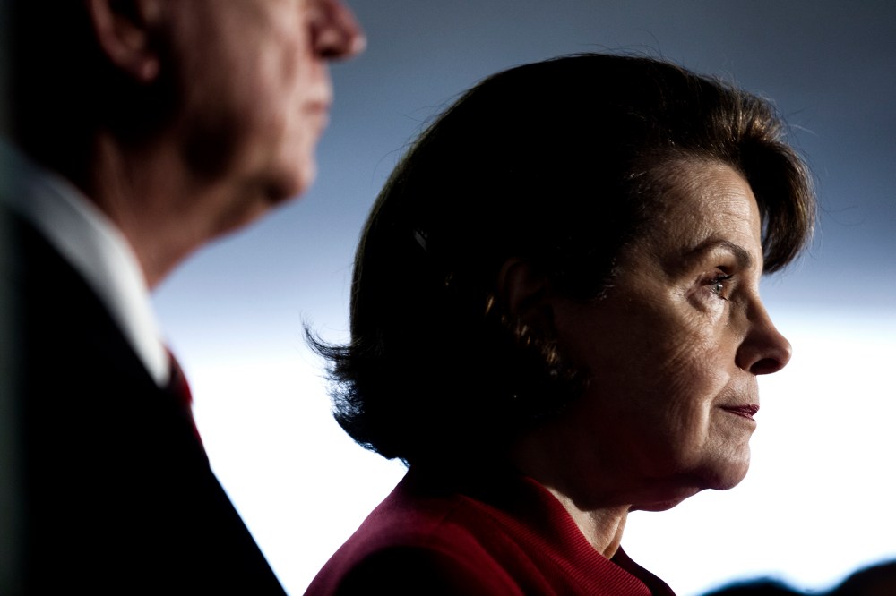 Senator Dianne Feinstein (D-CA) speaks to the press at the Hart Senate Office Building in Washington, DC, June 7, 2012.