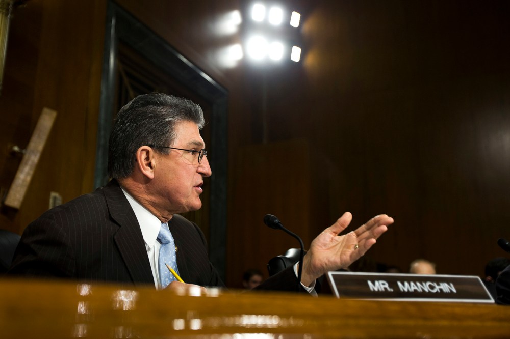 Joe Manchin (D-W.Va) speaks in the Dirksen Senate Office Building in Washington DC, Feb. 26, 2013.