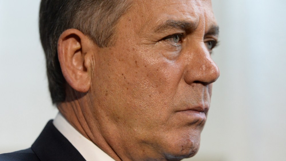 US House Speaker Republican John Boehner attends a news conference following a meeting of House Republicans on Capitol Hill in Washington DC, USA on Oct. 15 2013.