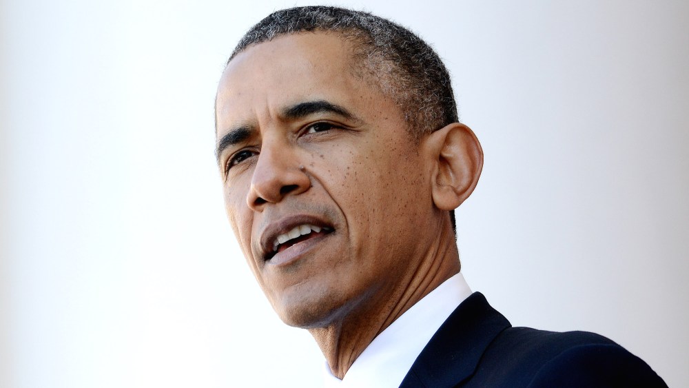 Barack Obama speaks during a ceremony to honor veterans at the Tomb of the Unknowns at Arlington National Cemetery in Arlington, VA on Nov. 11, 2013.