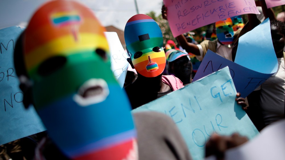 Kenyan LGBT supporters protest against Uganda's anti-gay bill