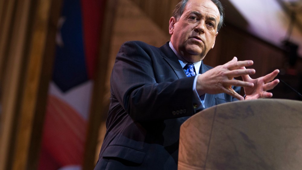 Former Arkansas Governor Mike Huckabee delivers remarks during the Conservative Political Action Conference in National Harbor, Md., March 7, 2014.
