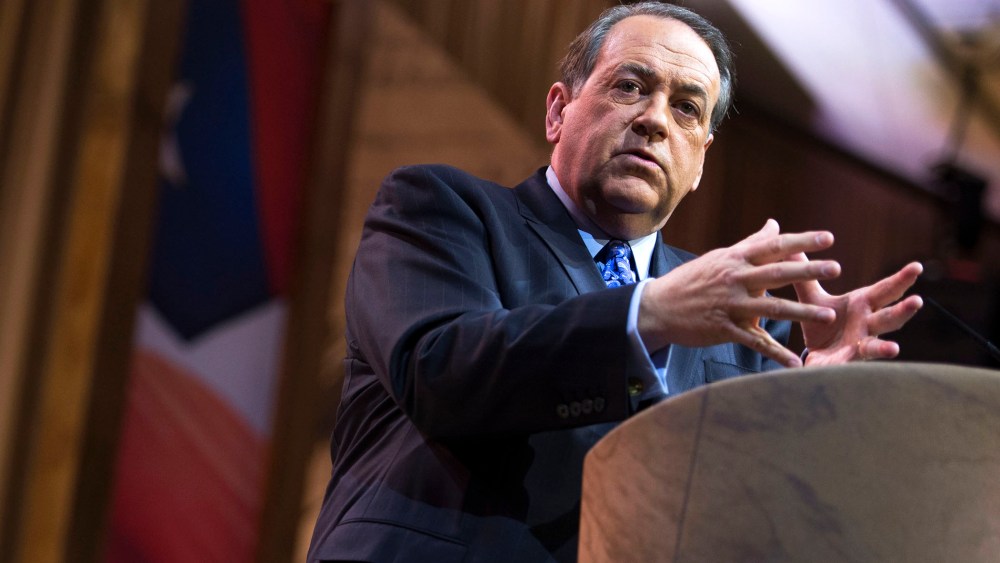Former Governor of Arkansas Mike Huckabee delivers remarks during the 41st Annual Conservative Political Action Conference (CPAC) in National Harbor, Md. on March 7, 2014. (Photo by Shawn Thew/EPA)