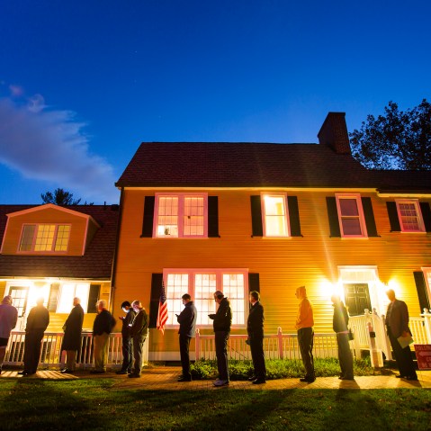 Virginia residents wait in line in the pre-dawn hours to vote in the 2014 US midterm elections at a historic property called the Hunter House at Nottoway Park in Vienna, Va, on Nov. 4, 2014. (Photo by Jim Lo Scalzo/EPA)