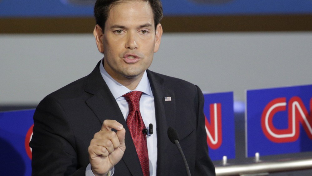 Republican presidential candidates Marco Rubio participates in the second GOP Presidential candidates debate at the Ronald Reagan Presidential Library in Simi Valley, Calif. on Sept. 16, 2015. (Photo by Max Whittaker/Pool/EPA)
