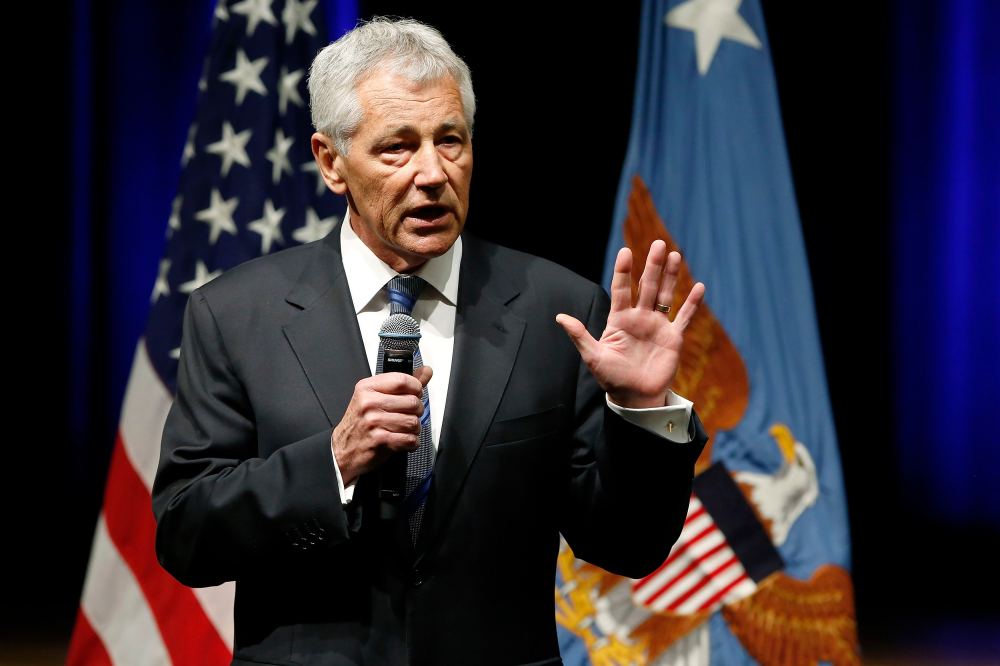 Secretary of Defense Chuck Hagel speaks to service members and civilian employees on his first day in his new post after being sworn in, at the Pentagon on February 27, 2013. (Photo by Jonathan Ernst/Reuters)