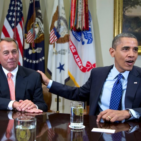 President Obama acknowledging House Speaker John Boehner at the White House on Friday during a meeting with congressional leaders. (Carolyn Kaster/AP Photo)