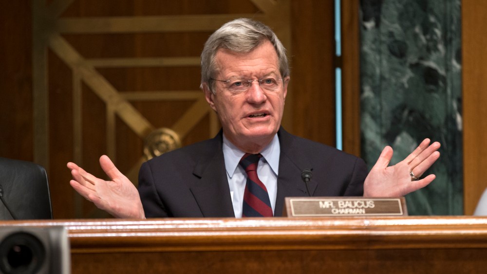 Senate Finance Committee Chairman Sen. Max Baucus, D-Mont. questions Health and Human Services Secretary Kathleen Sebelius as she testifies on Capitol Hill in Washington, Wednesday, April 17, 2013, before the committee's hearing on President Barack...