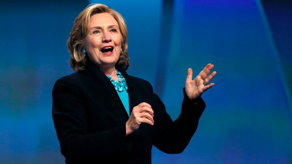 Former Secretary of State Hillary Rodham Clinton speaks at the Massachusetts Conference for Women in Boston, on Dec. 4, 2014.