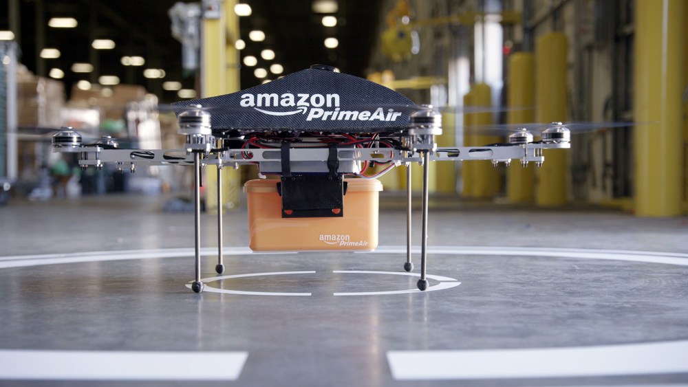 An "octocopter," a mini-drone that would be used to fly small packages to consumers.