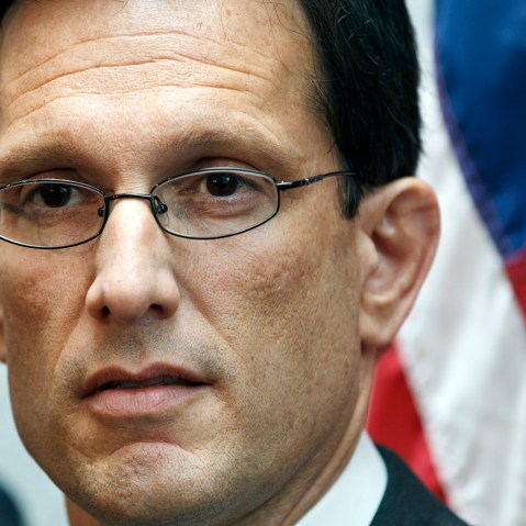 House Majority Leader Eric Cantor, R-Va., speaks to reporters following a weekly strategy session, at the Capitol in Washington. (AP Photo/J. Scott Applewhite)