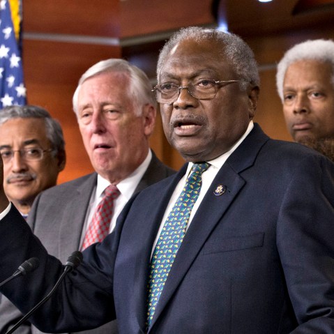File Photo: Assistant Minority Leader James Clyburn of S.C., gestures during a news conference on Capitol Hill in Washington, Tuesday, Oct. 2, 2012, to discuss the controversial Pennsylvania voter ID law which was partially blocked Tuesday from going...