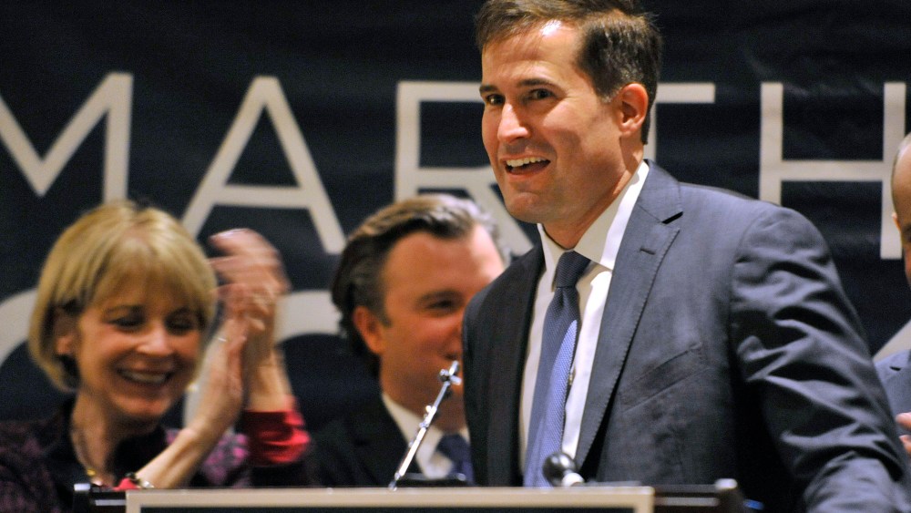 Seth Moulton at a Democratic Party unity breakfast Wednesday, Sept. 10, 2014, in Boston.