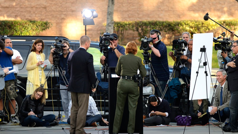 Orange County Sheriff Sandra Hutchens speaks about three inmates who escaped the Central Men's Jail during a press conference in Santa Ana, Calif., Jan. 27, 2016. (Photo by Jeff Gritchen/The Orange County Register/AP)