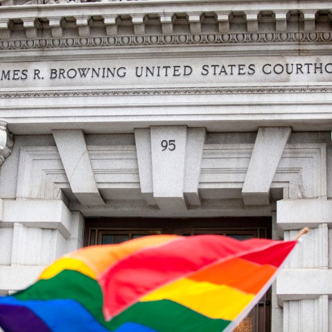 Outside the Ninth Circuit Court of appeals gay rights supporters waited for the ruling that ultimately affirmed Vaughn Walkers ruling of Proposition 8 being unconstitutional. (Photo by Jason Doiy)