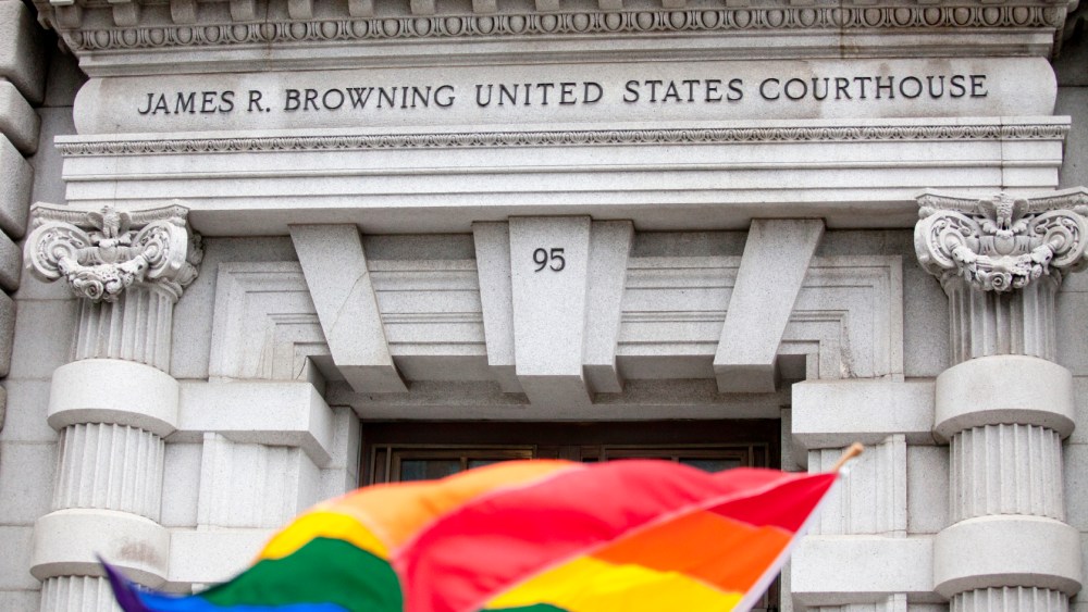 Outside the Ninth Circuit Court of appeals gay rights supporters waited for the ruling that ultimately affirmed Vaughn Walkers ruling of Proposition 8 being unconstitutional. (Photo by Jason Doiy)