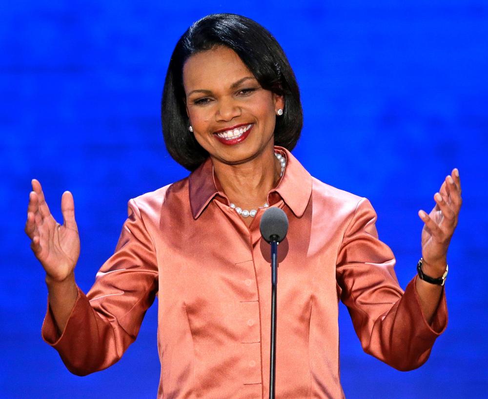 Former Secretary of State Condoleeza Rice addresses the Republican National Convention on Wednesday.