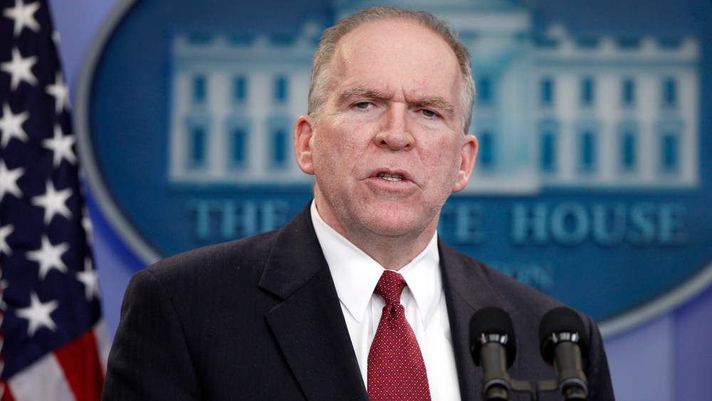 FILE - In this Oct. 29, 2010 file photo, Deputy National Security Adviser for Homeland Security and Counterterrorism John Brennan briefs reporters at the White House in Washington.  (AP Photo/Charles Dharapak, File)