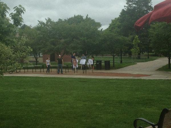 Two views of a Romney protest