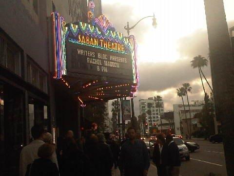 Folks waiting outside the Saban Theatre for Writers Bloc with Rachel Maddow and Bill Maher.
