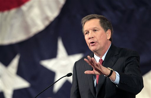 Ohio Gov. John Kasich delivers his State of the State address at Wells Academy/Steubenville High School in Steubenville, Ohio earlier this year.  (AP Photo/Tony Dejak, File)